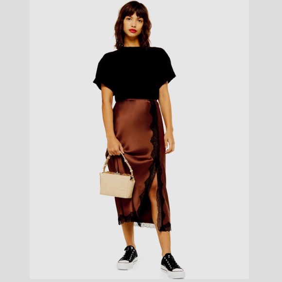 topshop silk slip skirt